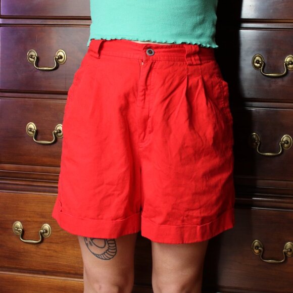 Vintage Red High-Waisted Shorts 25" - Picture 1 of 10